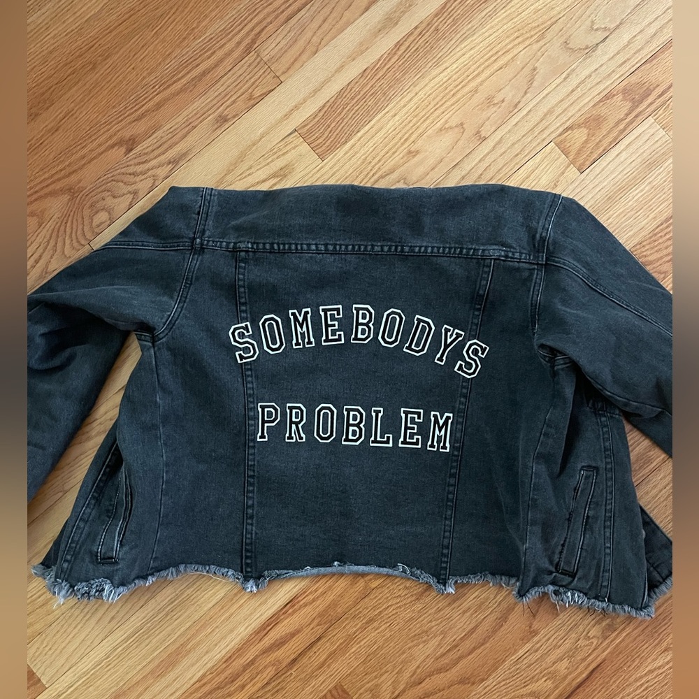 Morgan Wallen inspired “sombodys problem” black jean jacket